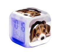 SerendipitousWhisper Réveil numérique Chien Mignon,réveil de Chevet de Nuit LED pour Enfants Horloge LCD illuminée carrée réveil Motif Animaux Cadeau Cadeaux d'anniversaire pour Enfants Adultes