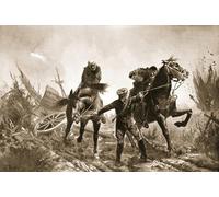 SERENDIPITP Affiche Décorative Graffiti Art Mural Le chauffeur Brown revient avec un blessé à cheval depuis la ligne de tir par John Harris Valda Pour les Décorations pour la Maison 60x90cm