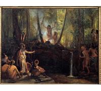 SERENDIPITP Art Imprimé Image Art Mural en Toile the Manufacture of Curare in the Bresilian Forest Extraction of Curare by François Auguste Biard Pour les Décorations pour la Maison 60x90cm