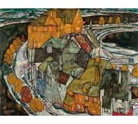 SERENDIPITP Image sur Toile Art Imprimé Image Art Mural en Toile Crescent of Houses Ii Island City Peinture par Egon Schiele Impression Peinture Pour les Décorations pour la Maison 60x90cm