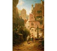 SERENDIPITP Image sur Toile Art Imprimé Image Art Mural en Toile Le félicitateur présente un bouquet floral par Carl Spitzweg Impression Peinture Pour les Décorations pour la Maison 60x90cm
