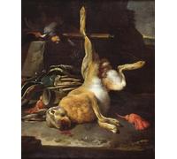 SERENDIPITP Image sur Toile Art Imprimé Image Art Mural en Toile Lièvre de Melchior De Hondecoeter Impression Peinture Pour les Décorations pour la Maison 60x90cm