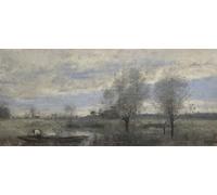 SERENDIPITP Image sur Toile Art Imprimé Image Art Mural en Toile Palluel Canotier dans les marais de Jean Baptiste Camille Corot Impression Peinture Pour les Décorations pour la Maison 60x90cm