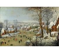 SERENDIPITP Image sur Toile Art Imprimé Image Art Mural en Toile Paysage d'hiver avec des patineurs et un piège à oiseaux de Pieter Brueghel le Jeune Pour les Décorations pour la Maison 60x90cm