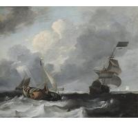 SERENDIPITP Image sur Toile Art Imprimé Image Art Mural en Toile une tempête au large de la guerre avec les hommes de Ludolf Backhuysen Impression Peinture Pour les Décorations pour la Maison 60x90cm