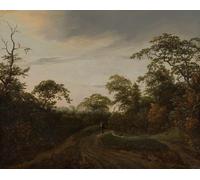 SERENDIPITP Image sur Toile Impression Tableaux Peinture sur Toile Chemin dans un paysage forestier au crépuscule par Jacob Van Ruisdael Pour la Décoration de la Chambre à Coucher 60x90cm