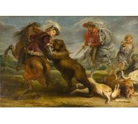 SERENDIPITP Image sur Toile Impression Tableaux Peinture sur Toile la chasse à l'ours de Peter Paul Rubens Nordique Peinture Pour la Décoration de la Chambre à Coucher 60x90cm