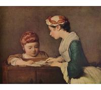 SERENDIPITP Image sur Toile Impression Tableaux Peinture sur Toile la jeune gouvernante de Jean Baptiste Simeon Chardin Nordique Peinture Pour la Décoration de la Chambre à Coucher 60x90cm