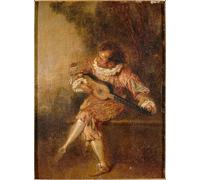 SERENDIPITP Image sur Toile Impression Tableaux Peinture sur Toile le donneur de sérénade de Jean Antoine Watteau Nordique Peinture Pour la Décoration de la Chambre à Coucher 60x90cm