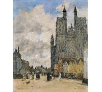 SERENDIPITP Image sur Toile Impression Tableaux Peinture sur Toile le parvis de l'église Saint Vulfran à Abbeville par Eugène Louis Boudin Pour la Décoration de la Chambre à Coucher 60x90cm
