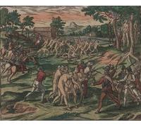 SERENDIPITP Image sur Toile Impression Tableaux Peinture sur Toile Les esclaves tentent de vaincre leurs propriétaires espagnols par Theodore De Bry Pour la Décoration de la Chambre à Coucher 60x90cm