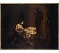 SERENDIPITP Image sur Toile Impression Tableaux Peinture sur Toile Pénélope démêlant sa toile par Wright of Derby Nordique Peinture Pour la Décoration de la Chambre à Coucher 60x90cm