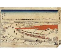 SERENDIPITP Image sur Toile Impression Tableaux Peinture sur Toile Yoshiwara Yuki No Asa par Utagawa Hiroshige Nordique Peinture Pour la Décoration de la Chambre à Coucher 60x90cm