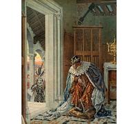 SERENDIPITP Impression Tableaux Graffiti Art Mural le roi de France Louis Xi dit que le prudent a peur de la mort venant en armure sur le pas de la porte Pour la Décoration Murale 60x90cm