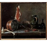 SERENDIPITP Impression Tableaux Peinture sur Toile Menu Gras et Ustensiles de Cuisine Nature Morte Peinture de Jean Baptiste Simeon Chardin Pour la Décoration de la Chambre à Coucher 60x90cm
