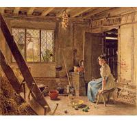 SERENDIPITP Peinture Poster Affiche Décorative Graffiti Art Mural La femme de chambre et la pie un intérieur de chalet à Shillington par William Henry Hunt Pour les Décorations pour la Maison 60x90cm