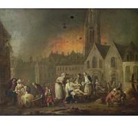 SERENDIPITP Peinture Poster Affiche Décorative Graffiti Art Mural La Grand Place de Lille pendant le siège de François Louis Watteau Pour les Décorations pour la Maison 60x90cm