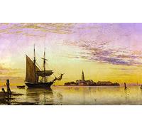 SERENDIPITP Peinture Poster Affiche Décorative Graffiti Art Mural le couvent arménien de Venise par Edward William Cooke Peinture D'Art D'Affiche Pour les Décorations pour la Maison 60x90cm