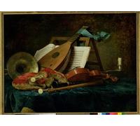 SERENDIPITP Peinture Poster Affiche Décorative Graffiti Art Mural les attributs de la musique par Anne Vallayer Coster Peinture D'Art D'Affiche Pour les Décorations pour la Maison 60x90cm