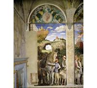 SERENDIPITP Peinture Poster Impression Tableaux Graffiti Art Mural Cheval et marié avec chiens de chasse de la caméra Degli Sposi par Andrea Mantegna Pour la Décoration Murale 60x90cm