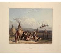 SERENDIPITP Peinture Poster Impression Tableaux Graffiti Art Mural Échafaudage funéraire d'un chef Sioux par Karl Bodmer Moderne Art Murale Impression Pour la Décoration Murale 60x90cm