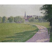 SERENDIPITP Peinture Poster Impression Tableaux Graffiti Art Mural Église d'Eragny par Lucien Pissarro Moderne Art Murale Impression Pour la Décoration Murale 60x90cm