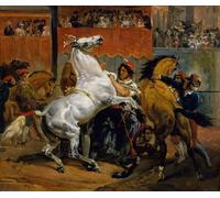 SERENDIPITP Peinture Poster Impression Tableaux Graffiti Art Mural le Départ de la Course des Chevaux Sans Cavalier par Emile Jean Horace Vernet Pour la Décoration Murale 60x90cm