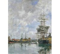 SERENDIPITP Peinture Poster Impression Tableaux Graffiti Art Mural le Quai de Deauville par Eugène Louis Boudin Moderne Art Murale Impression Pour la Décoration Murale 60x90cm