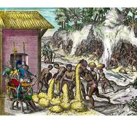 SERENDIPITP Peinture Poster Impression Tableaux Graffiti Art Mural Les Espagnols exploitent les mines d'or par Theodore De Bry Moderne Art Murale Impression Pour la Décoration Murale 60x90cm