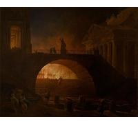 SERENDIPITP Peinture Poster Impression Tableaux Graffiti Art Mural l'incendie de Hubert Robert Moderne Art Murale Impression Pour la Décoration Murale 60x90cm