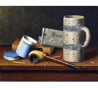SERENDIPITP Peinture Poster Impression Tableaux Graffiti Art Mural Nature morte avec boîte à tabac par William Michael Harnett Moderne Art Murale Impression Pour la Décoration Murale 60x90cm