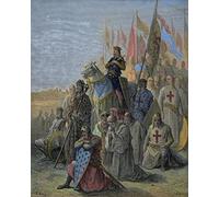 SERENDIPITP Peinture Poster Impression Tableaux Graffiti Art Mural Saint Louis arrive devant Damiette Prise de la vlles égyptienne par Gustave Dore Pour la Décoration Murale 60x90cm