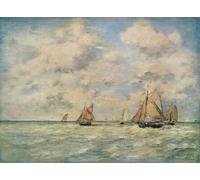 SERENDIPITP Peinture Poster Impression Tableaux Graffiti Art Mural Sortie des bateaux à Trouville par Eugène Louis Boudin Moderne Art Murale Impression Pour la Décoration Murale 60x90cm