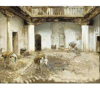SERENDIPITP Portrait Tableaux Tableau Toile Affiches d'Art Cour mauresque par John Singer Sargent Peinture Décorative sur Toile Pour la Décoration Murale 60x90cm