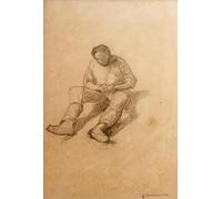 SERENDIPITP Portrait Tableaux Tableau Toile Affiches d'Art Étude pour les raboteurs de parquet par Gustave Caillebotte Peinture Décorative sur Toile Pour la Décoration Murale 60x90cm