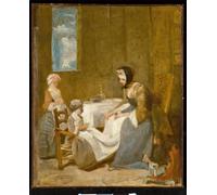 SERENDIPITP Portrait Tableaux Tableau Toile Affiches d'Art la Bénédiction d'un croquis de Jean Baptiste Siméon Chardin Peinture Décorative sur Toile Pour la Décoration Murale 60x90cm