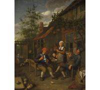 SERENDIPITP Portrait Tableaux Tableau Toile Affiches d'Art Paysans buvant à l'extérieur d'une auberge par Adriaen Jansz Van Ostade Peinture Décorative sur Toile Pour la Décoration Murale 60x90cm