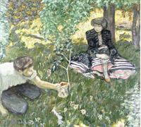 SERENDIPITP Portrait Tableaux Tableau Toile Affiches d'Art Plaisir de campagne ou le jardinier de Pierre Bonnard Peinture Décorative sur Toile Pour la Décoration Murale 60x90cm