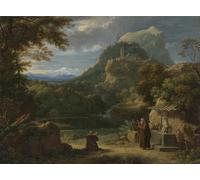 SERENDIPITP Portrait Tableaux Tableau Toile Affiches d'Art Saint Antoine de Padoue présentant deux novices à des frères dans un paysage montagneux de Fabre Pour la Décoration Murale 60x90cm