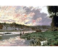 SERENDIPITP Portrait Tableaux Tableau Toile Affiches d'Art Seine à Bougival par Claude Monet Peinture Décorative sur Toile Pour la Décoration Murale 60x90cm