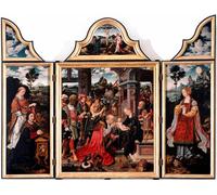 SERENDIPITP Portrait Tableaux Tableau Toile Affiches d'Art Tryptique de l'Adoration des Mages de Joos Van Cleve Peinture Décorative sur Toile Pour la Décoration Murale 60x90cm