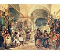 SERENDIPITP Portrait Tableaux Tableau Toile Affiches d'Art un bazar turc par Amadeo Preziosi Peinture Décorative sur Toile Pour la Décoration Murale 60x90cm