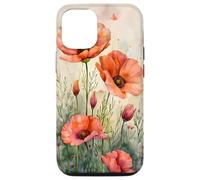 Serene Aquarelle Rouge Coquelicot Floral Coque pour iPhone 12/12 Pro