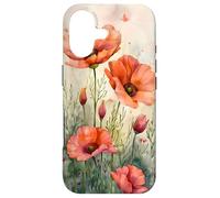 Serene Aquarelle Rouge Coquelicot Floral Coque pour iPhone 17