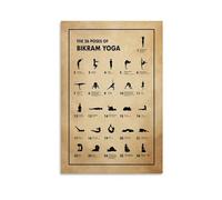 Serene Bikram Yoga Canvas - The 26 Poses Collection Art Print for Mindfulness, Home Practice and Relaxation Corner(Framed,16x24inch(40x60cm))