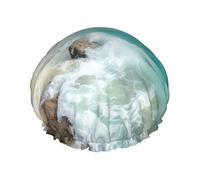 Serene Coastal Bonnet de douche double couche réutilisable adapté pour le bain et le spa