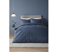 Serene - Housse de Couette brodée Florale Bleu foncé - Super King Size (260 x 220 cm) - Literie de Luxe - Doux au Toucher - Motif Pinsonic/Ultrasonique - Couette gaufrée Bleu Marine - Collection