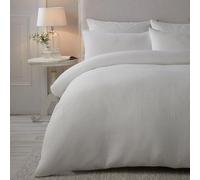 Serene Lindly Collection Housse de Couette gaufrée Blanche pour lit Simple (140 x 200 cm) - Doux au Toucher - Blanc - Housse de Couette texturée à Motif de Grille - Literie plissée