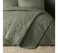 Serene Luana Collection Luana Couvre-lit matelassé en Microfibre avec Broderie Feuille/Feuilles Vert Kaki 230 x 200 cm