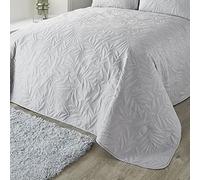 Serene Luana Collection Luana Couvre-lit matelassé en Microfibre Douce avec Broderie Feuille et Feuilles Argenté 230 x 200 cm
